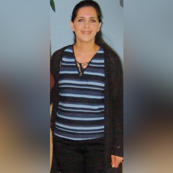 3/$30 Caslon 100% Cotton dark and light navy blue sz M - Picture 2 of 9